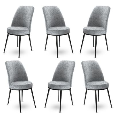 Set de scaune Dexa, Diverse culori, Diverse configurații, 45x42x89 cm - Gri - Negru / 6 bucăți