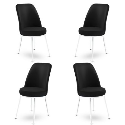 Set de scaune Dexa, Diverse culori, Diverse configurații, 45x42x89 cm - Negru - Alb / 4 bucăți
