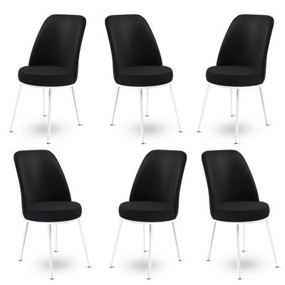 Set de scaune Dexa, Diverse culori, Diverse configurații, 45x42x89 cm - Negru - Alb / 6 bucăți