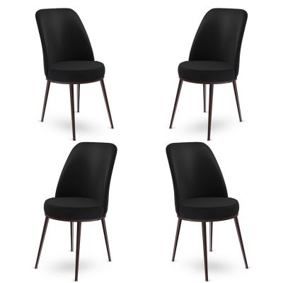 Set de scaune Dexa, Diverse culori, Diverse configurații, 45x42x89 cm - Negru - Maro / 4 bucăți