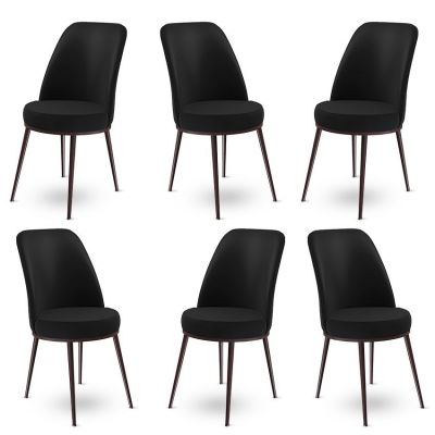Set de scaune Dexa, Diverse culori, Diverse configurații, 45x42x89 cm - Negru - Maro / 6 bucăți