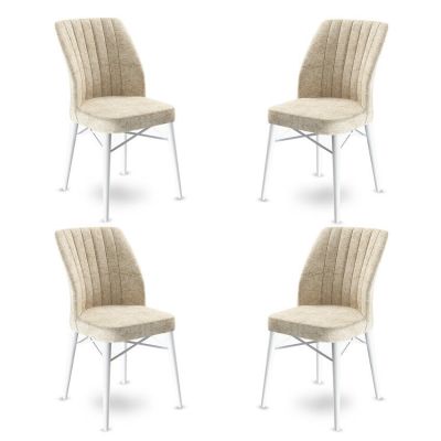 Set de scaune Flex, Diverse culori, Diverse configurații, 45x42x93 cm - Crem - Alb / 4 bucăți