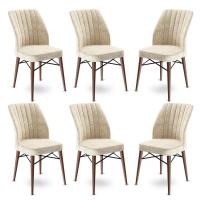 Set de scaune Flex, Diverse culori, Diverse configurații, 45x42x93 cm - Crem - Maro / 6 bucăți