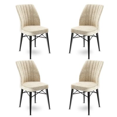 Set de scaune Flex, Diverse culori, Diverse configurații, 45x42x93 cm - Crem - Negru / 4 bucăți