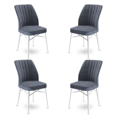 Set de scaune Flex, Diverse culori, Diverse configurații, 45x42x93 cm - Fumuriu - Alb / 4 bucăți
