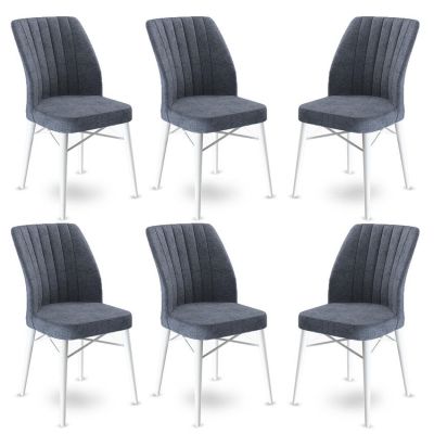 Set de scaune Flex, Diverse culori, Diverse configurații, 45x42x93 cm - Fumuriu - Alb / 6 bucăți