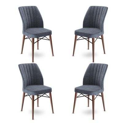 Set de scaune Flex, Diverse culori, Diverse configurații, 45x42x93 cm - Fumuriu - Maro / 4 bucăți