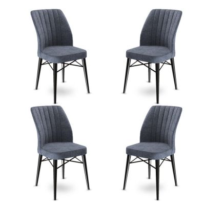 Set de scaune Flex, Diverse culori, Diverse configurații, 45x42x93 cm - Fumuriu - Negru / 4 bucăți