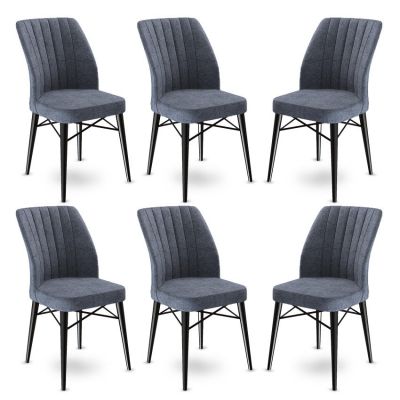 Set de scaune Flex, Diverse culori, Diverse configurații, 45x42x93 cm - Fumuriu - Negru / 6 bucăți