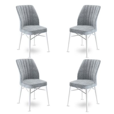 Set de scaune Flex, Diverse culori, Diverse configurații, 45x42x93 cm - Gri - Alb / 4 bucăți