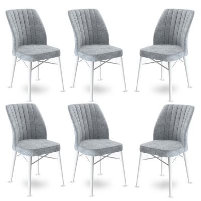 Set de scaune Flex, Diverse culori, Diverse configurații, 45x42x93 cm - Gri - Alb / 6 bucăți
