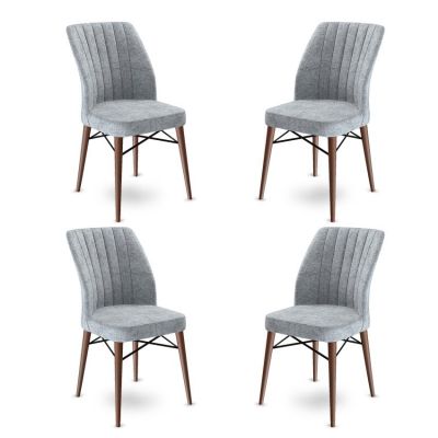 Set de scaune Flex, Diverse culori, Diverse configurații, 45x42x93 cm - Gri - Maro / 4 bucăți
