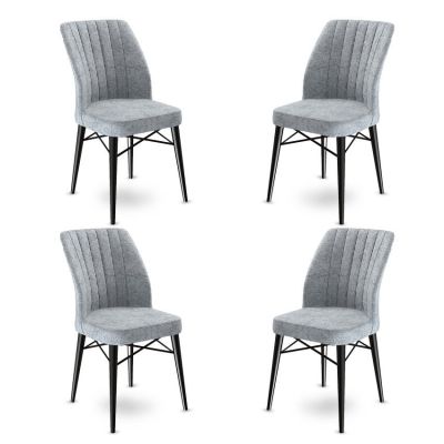 Set de scaune Flex, Diverse culori, Diverse configurații, 45x42x93 cm - Gri - Negru / 4 bucăți