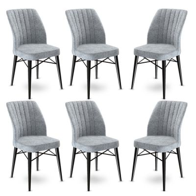 Set de scaune Flex, Diverse culori, Diverse configurații, 45x42x93 cm - Gri - Negru / 6 bucăți