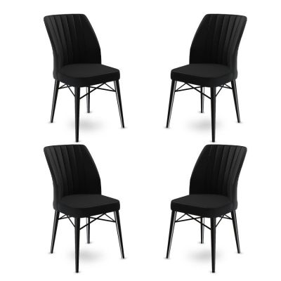 Set de scaune Flex, Diverse culori, Diverse configurații, 45x42x93 cm - Negru / 4 bucăți