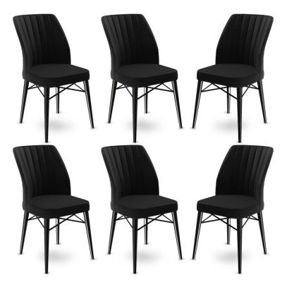 Set de scaune Flex, Diverse culori, Diverse configurații, 45x42x93 cm - Negru / 6 bucăți