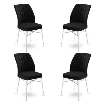 Set de scaune Flex, Diverse culori, Diverse configurații, 45x42x93 cm - Negru - Alb / 4 bucăți