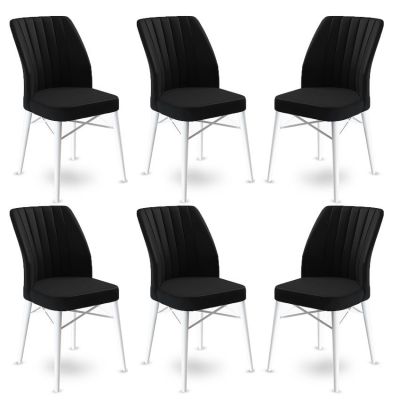 Set de scaune Flex, Diverse culori, Diverse configurații, 45x42x93 cm - Negru - Alb / 6 bucăți