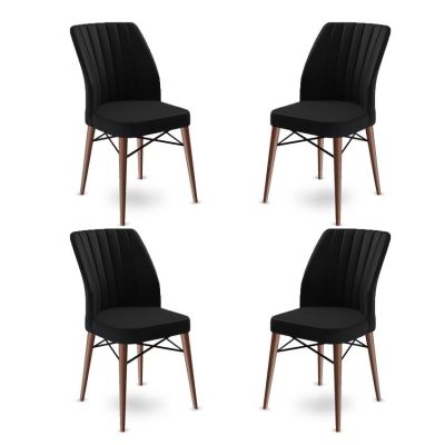 Set de scaune Flex, Diverse culori, Diverse configurații, 45x42x93 cm - Negru - Maro / 4 bucăți