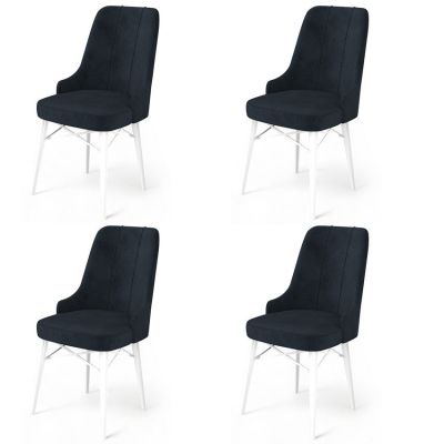 Set de scaune Pare, Diverse culori, Diverse configurații, 46x46x94 cm - Antracit - Alb / 4 bucăți