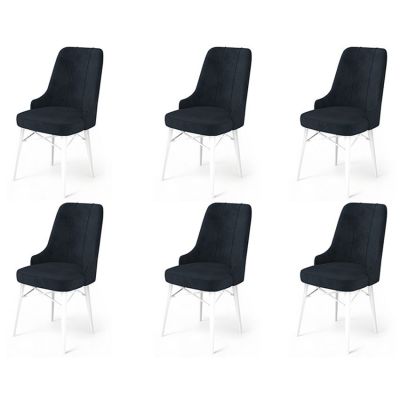 Set de scaune Pare, Diverse culori, Diverse configurații, 46x46x94 cm - Antracit - Alb / 6 bucăți