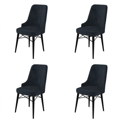 Set de scaune Pare, Diverse culori, Diverse configurații, 46x46x94 cm - Antracit - Negru / 4 bucăți