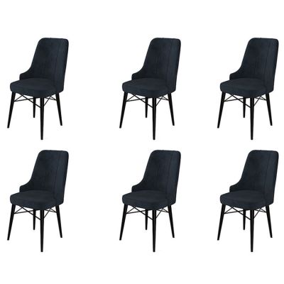 Set de scaune Pare, Diverse culori, Diverse configurații, 46x46x94 cm - Antracit - Negru / 6 bucăți
