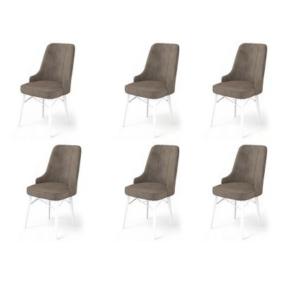Set de scaune Pare, Diverse culori, Diverse configurații, 46x46x94 cm - Cappuccino - Alb / 6 bucăți