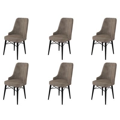 Set de scaune Pare, Diverse culori, Diverse configurații, 46x46x94 cm - Cappuccino - Negru / 6 bucăți