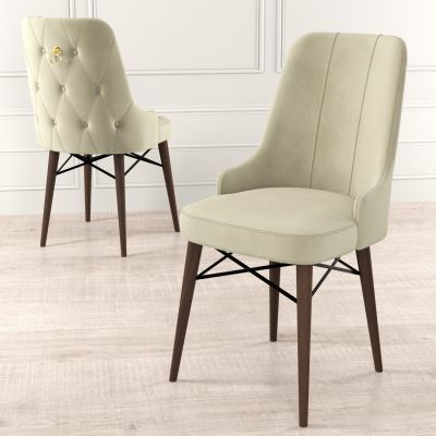 Set de scaune Pare, Diverse culori, Diverse configurații, 46x46x94 cm - Crem - Maro / 4 bucăți