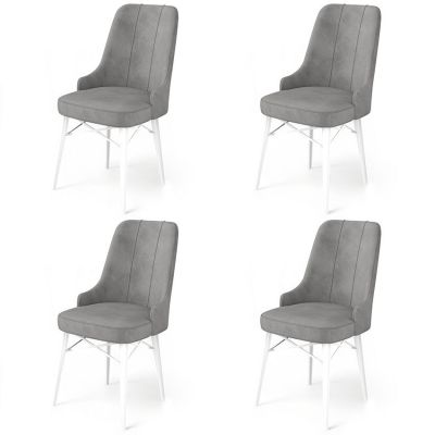 Set de scaune Pare, Diverse culori, Diverse configurații, 46x46x94 cm - Gri - Alb / 4 bucăți