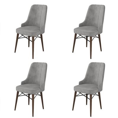 Set de scaune Pare, Diverse culori, Diverse configurații, 46x46x94 cm - Gri - Maro / 4 bucăți
