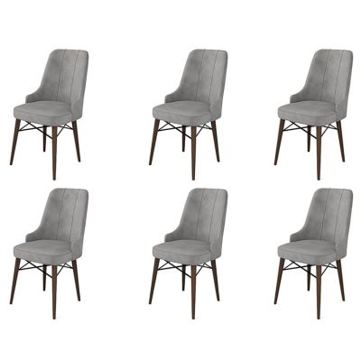 Set de scaune Pare, Diverse culori, Diverse configurații, 46x46x94 cm - Gri - Maro / 6 bucăți