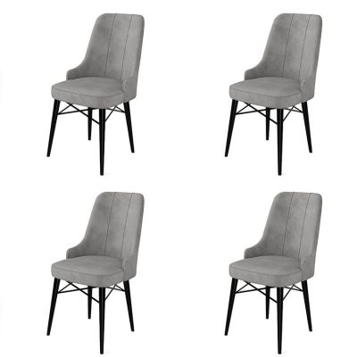 Set de scaune Pare, Diverse culori, Diverse configurații, 46x46x94 cm - Gri - Negru / 4 bucăți