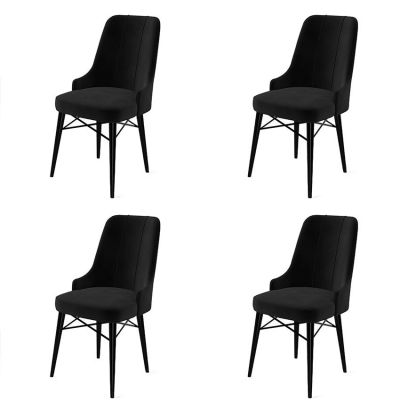 Set de scaune Pare, Diverse culori, Diverse configurații, 46x46x94 cm - Negru / 4 bucăți