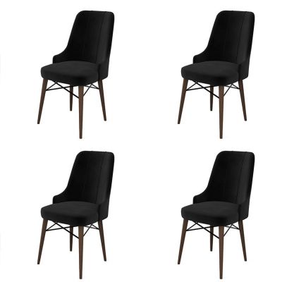 Set de scaune Pare, Diverse culori, Diverse configurații, 46x46x94 cm - Negru - Maro / 4 bucăți