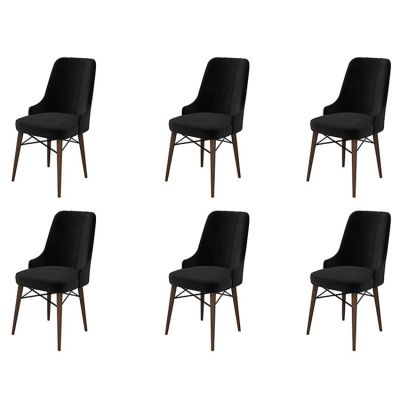 Set de scaune Pare, Diverse culori, Diverse configurații, 46x46x94 cm - Negru - Maro / 6 bucăți