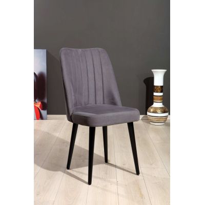 Set de scaune Polo, Diverse culori, Diverse configurații, 46x45x92 cm - Gri - Negru / 4 bucăți
