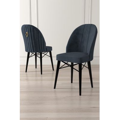 Set de scaune Ritim, Diverse culori, Diverse configurații, 44x42x96 cm - Antracit - Negru / 6 bucăți
