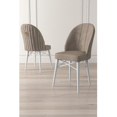 Set de scaune Ritim, Diverse culori, Diverse configurații, 44x42x96 cm - Cappuccino - Alb / 4 bucăți