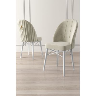 Set de scaune Ritim, Diverse culori, Diverse configurații, 44x42x96 cm - Crem - Alb / 6 bucăți