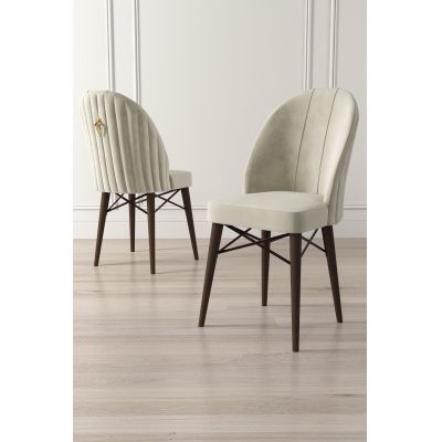 Set de scaune Ritim, Diverse culori, Diverse configurații, 44x42x96 cm - Crem - Maro / 4 bucăți