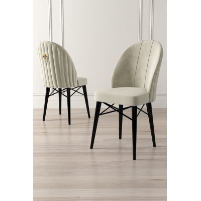 Set de scaune Ritim, Diverse culori, Diverse configurații, 44x42x96 cm - Crem - Negru / 6 bucăți