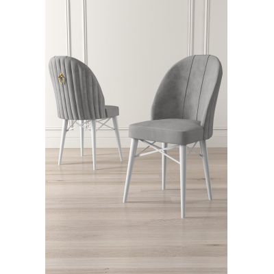 Set de scaune Ritim, Diverse culori, Diverse configurații, 44x42x96 cm - Gri - Alb / 4 bucăți