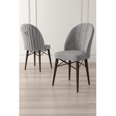 Set de scaune Ritim, Diverse culori, Diverse configurații, 44x42x96 cm - Gri - Maro / 6 bucăți