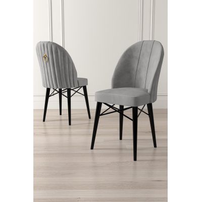 Set de scaune Ritim, Diverse culori, Diverse configurații, 44x42x96 cm - Gri - Negru / 4 bucăți