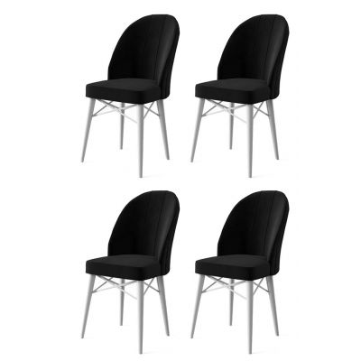 Set de scaune Ritim, Diverse culori, Diverse configurații, 44x42x96 cm - Negru - Alb / 4 bucăți