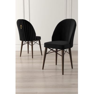 Set de scaune Ritim, Diverse culori, Diverse configurații, 44x42x96 cm - Negru - Maro / 6 bucăți
