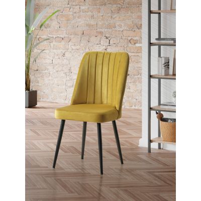 Set de scaune Vega, Diverse culori, Diverse configurații, 46x45x92 cm - Galben - Negru / 4 bucăți