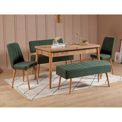 Set masă și scaune extensibile (5 bucăți) Vina 0701 - 4 -nAnthracite,nAtlantic Extendable Dining Table & Chairs Set  15, Stejar, 129x80x75 cm - Stejar